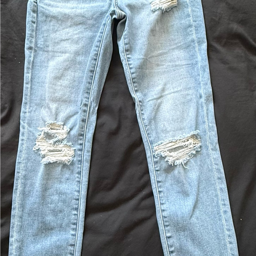 American Eagle Outfitters Blue Skinny Jeans Distressed Details (Pride) Hi- Rise